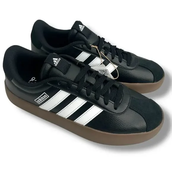 NEW Adidas Women's VL Court 3.0 Sneakers Size 8 Black Leather Low Top Casual - Picture 10 of 13